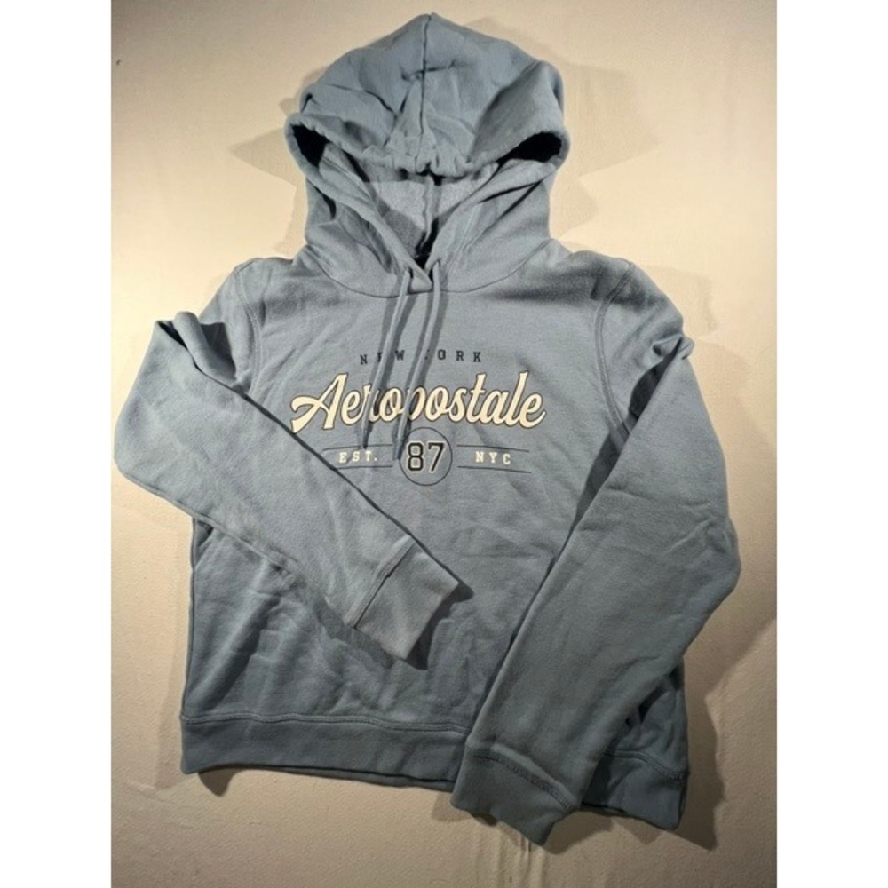 Aeropostale 87 New York Pullover Hoodie Blue Size Large 21" Pit to Pit